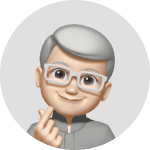 Illustrated portrait of a person with grey hair, glasses and a grey top